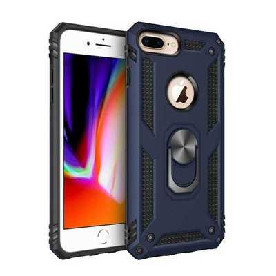 Microsonic Apple iPhone 8 Plus Kılıf Military Ring Holder Lacivert