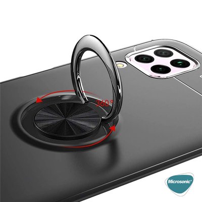 Microsonic Huawei P40 Lite Kılıf Kickstand Ring Holder Lacivert