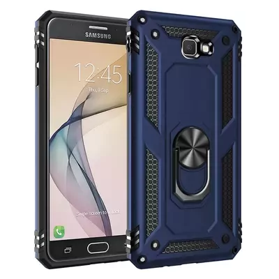 Microsonic Samsung Galaxy J7 Prime Kılıf Military Ring Holder Lacivert