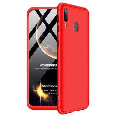 Microsonic Samsung Galaxy M10S Kılıf Double Dip 360 Protective AYS Kırmızı