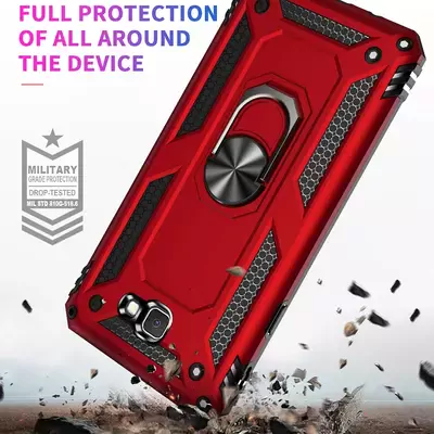 Microsonic Samsung Galaxy J7 Prime Kılıf Military Ring Holder Kırmızı