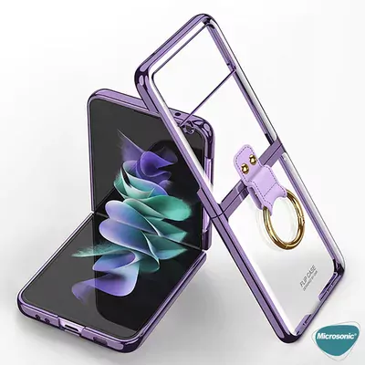 Microsonic Samsung Galaxy Z Flip 3 Kılıf Ring Loft Clear Mor