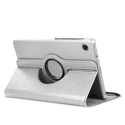 Microsonic Lenovo Tab M8 TB-8505F 8`` Kılıf (ZA5G0100TR) 360 Rotating Stand Deri Gümüş