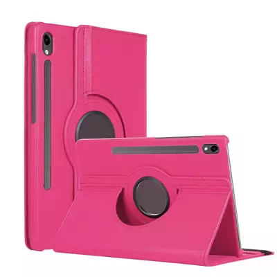 Microsonic Samsung Galaxy Tab S10 FE Kılıf 360 Rotating Stand Deri Koyu Pembe
