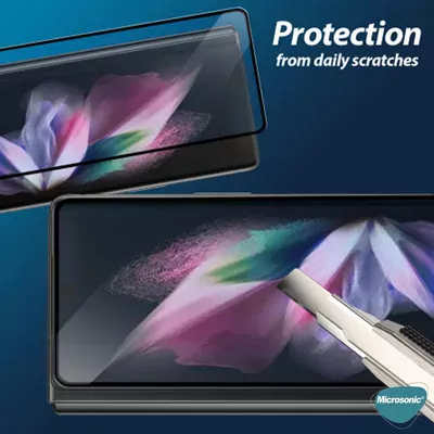 Microsonic Samsung Galaxy Z Fold 7 Tam Kaplayan Temperli Cam Ekran Koruyucu Siyah