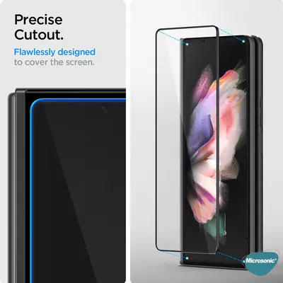 Microsonic Samsung Galaxy Z Fold 7 Tam Kaplayan Temperli Cam Ekran Koruyucu Siyah
