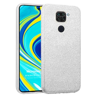 Microsonic Xiaomi Redmi Note 9 Kılıf Sparkle Shiny Gümüş