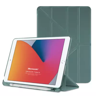 Microsonic Apple iPad 10.2'' 9. Nesil (A2602-A2604-A2603-A2605) Origami Pencil Koyu Yeşil