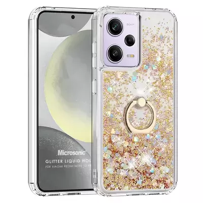 Microsonic Xiaomi Redmi Note 12 Pro Plus 5G Kılıf Glitter Liquid Holder Gold