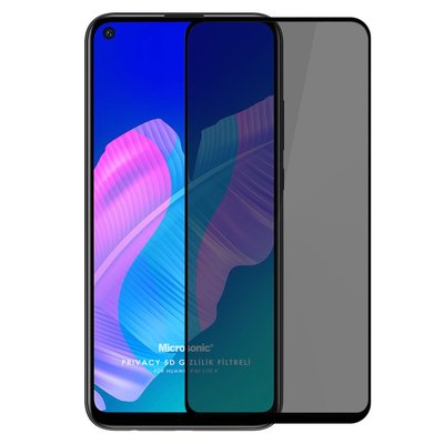 Microsonic Huawei P40 Lite E Invisible Privacy Kavisli Ekran Koruyucu Siyah