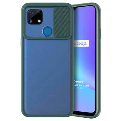 Microsonic Realme C25s Kılıf Slide Camera Lens Protection Koyu Yeşil