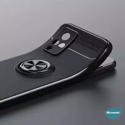 Microsonic Vivo V21 Kılıf Kickstand Ring Holder Kırmızı