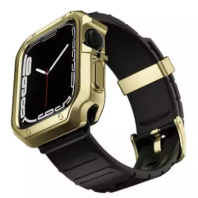 Microsonic Apple Watch 5 44mm Kordon Fullbody Quadra Resist Siyah Gold