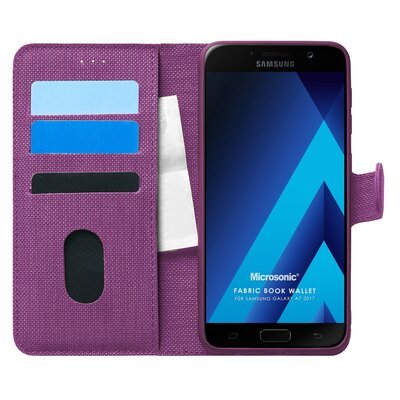 Microsonic Samsung Galaxy A7 2017 Kılıf Fabric Book Wallet Mor