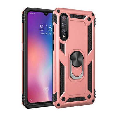 Microsonic Xiaomi Mi 9 Kılıf Military Ring Holder Rose Gold