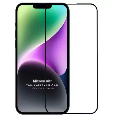 Microsonic Apple iPhone 16e Tam Kaplayan Temperli Cam Ekran Koruyucu Siyah