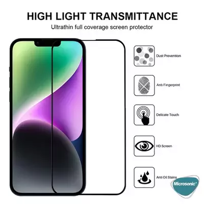 Microsonic Apple iPhone 16e Tam Kaplayan Temperli Cam Ekran Koruyucu Siyah