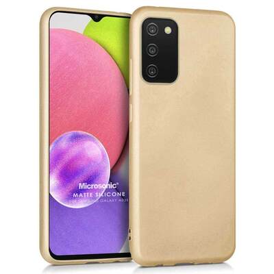 Microsonic Samsung Galaxy A03s Kılıf Matte Silicone Gold