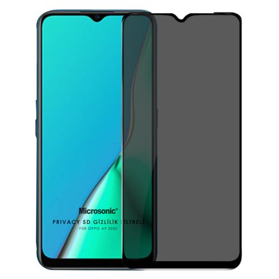 Microsonic Oppo A9 2020 Invisible Privacy Kavisli Ekran Koruyucu Siyah