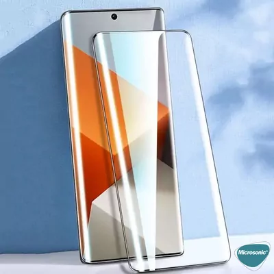 Microsonic Xiaomi Redmi Note 14 Pro 5G Tam Kaplayan Temperli Cam Ekran Koruyucu Siyah