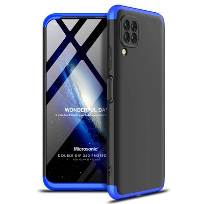 Microsonic Huawei P40 Lite Kılıf Double Dip 360 Protective AYS Siyah Mavi