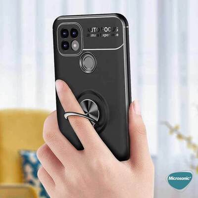 Microsonic Realme C25s Kılıf Kickstand Ring Holder Siyah