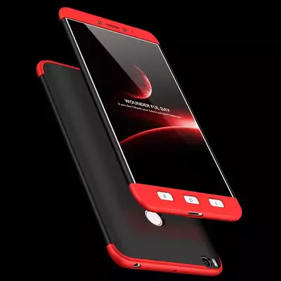 Microsonic Xiaomi Mi Max 2 Kılıf Double Dip 360 Protective Siyah Kırmızı