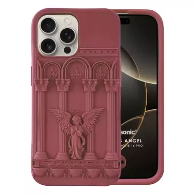 Microsonic Apple iPhone 16 Pro Kılıf Praying Angel Bordo