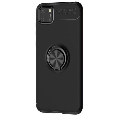 Microsonic Huawei Y5P Kılıf Kickstand Ring Holder Siyah