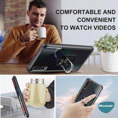 Microsonic Samsung Galaxy A30s Kılıf Grande Clear Ring Holder Lacivert