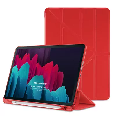 Microsonic Samsung Galaxy Tab S10 FE Kılıf Origami Pencil Kırmızı