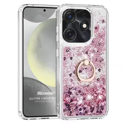 Microsonic TECNO Spark 10 Pro Kılıf Glitter Liquid Holder Pembe