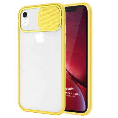 Microsonic Apple iPhone XR Kılıf Slide Camera Lens Protection Sarı