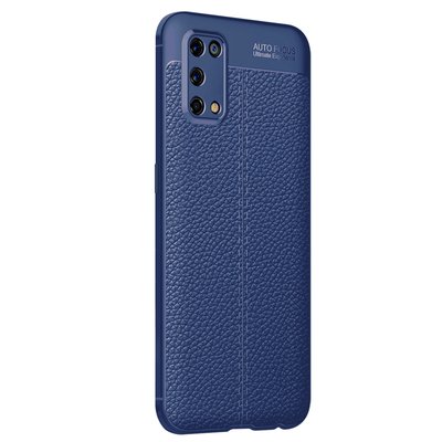 Microsonic Realme 7 Pro Kılıf Deri Dokulu Silikon Lacivert