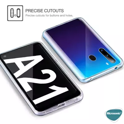 Microsonic Samsung Galaxy A21 Kılıf 6 Tarafı Tam Full Koruma 360 Clear Soft Şeffaf