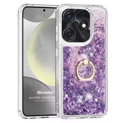 Microsonic TECNO Spark 10 Pro Kılıf Glitter Liquid Holder Mor