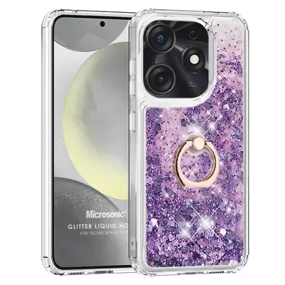 Microsonic TECNO Spark 10 Pro Kılıf Glitter Liquid Holder Mor