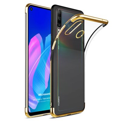 Microsonic Huawei P40 Lite E Kılıf Skyfall Transparent Clear Gold