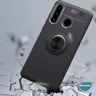 Microsonic Huawei Y6P Kılıf Kickstand Ring Holder Lacivert