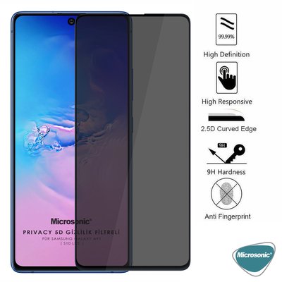 Microsonic Samsung Galaxy A91 Invisible Privacy Kavisli Ekran Koruyucu Siyah