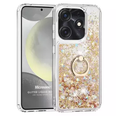 Microsonic TECNO Spark 10 Pro Kılıf Glitter Liquid Holder Gold