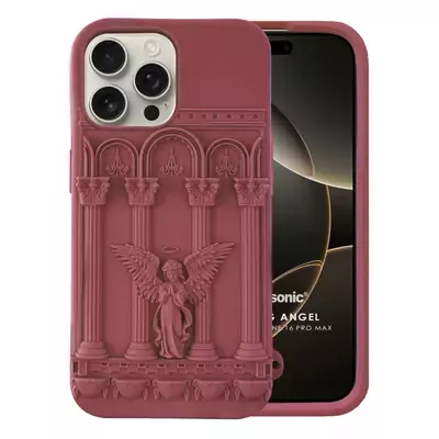 Microsonic Apple iPhone 16 Pro Max Kılıf Praying Angel Bordo