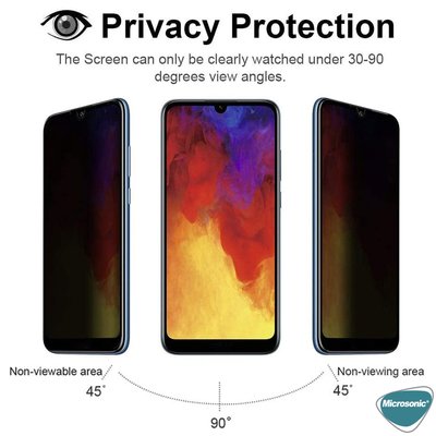 Microsonic Huawei Honor 8A Invisible Privacy Kavisli Ekran Koruyucu Siyah