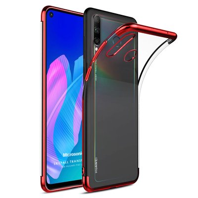 Microsonic Huawei P40 Lite E Kılıf Skyfall Transparent Clear Kırmızı