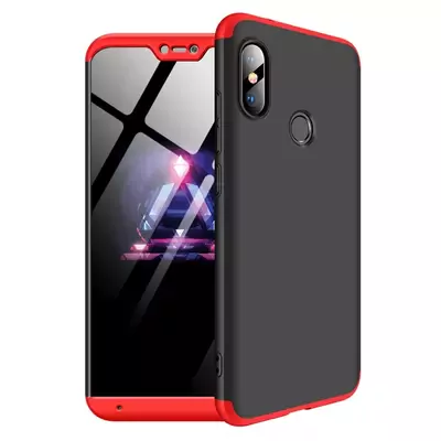 Microsonic Xiaomi Mi A2 Lite Kılıf Double Dip 360 Protective Siyah Kırmızı