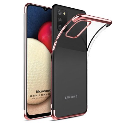 Microsonic Samsung Galaxy A02s Kılıf Skyfall Transparent Clear Rose Gold