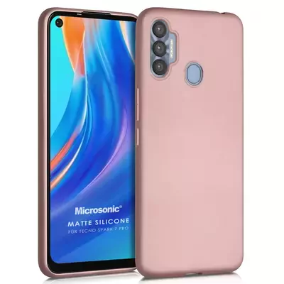 Microsonic Matte Silicone Tecno Spark 7 Pro Kılıf Rose Gold