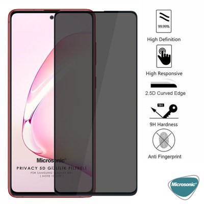 Microsonic Samsung Galaxy Note 10 Lite Invisible Privacy Kavisli Ekran Koruyucu Siyah