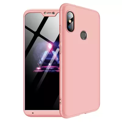 Microsonic Xiaomi Mi A2 Lite Kılıf Double Dip 360 Protective Rose Gold