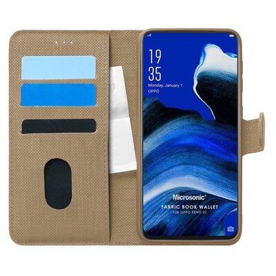 Microsonic Oppo Reno 2Z Kılıf Fabric Book Wallet Gold